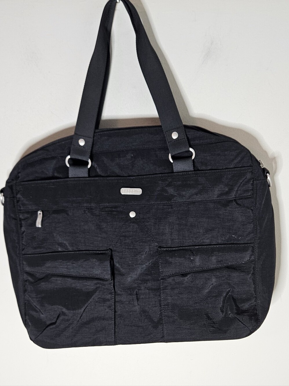 Baggallini Executive Satchel Bag Tote Black Messenger Laptop Nylon Zippers